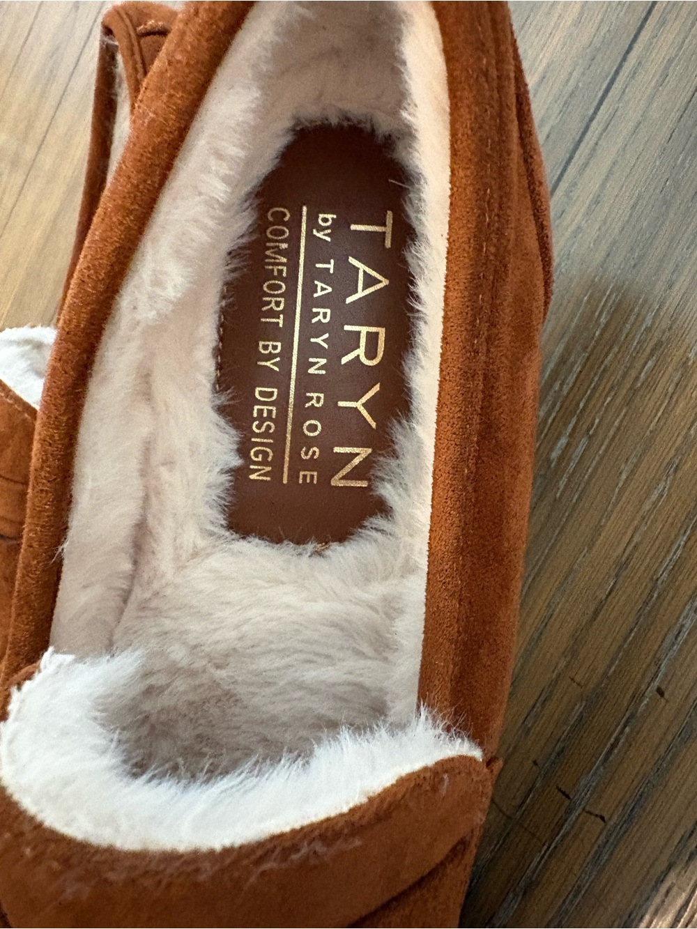 Taryn Rose Women's Chestnut Suede Fur-Lined Penny Loafers Size 7 1/2 - Picture 7 of 8